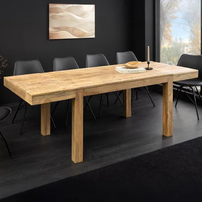 Produktbild von riess-ambiente Massiver Holz Esstisch PURE 120-200cm natur Mangoholz mit Ansteckplatten Esszimmertisch Tisch Konferenztisch