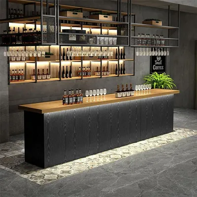 Image de Comptoir de bar, comptoir de restaurant, comptoir de magasin, comptoir d'accueil, comptoir de caisse, comptoir de bar sur mesure noir L140 x l60 x H100cm /YZXPMK140/