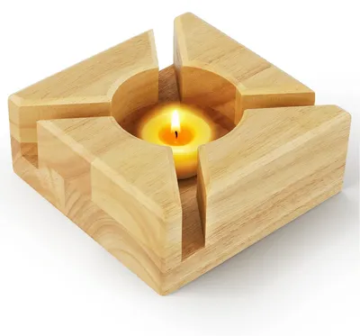 Productafbeelding van Houten theelichtverwarmers voor theepot - Handgemaakte warmhouder 15 x 15 cm