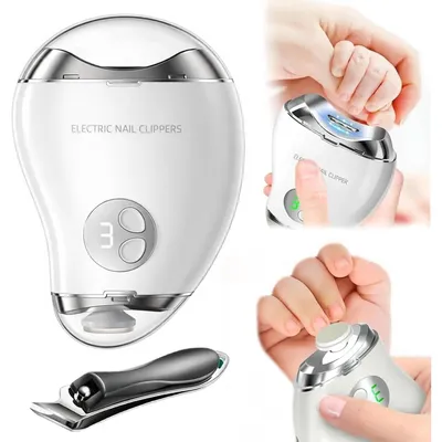 Produktbild von Elektrischer 4-in-1-Nagelknipser mit Polierfunktion, 3 Geschwindigkeitsstufen und LED-Licht für Babys, Erwachsene und Senioren