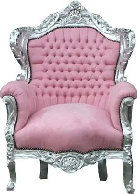 Produktbild von Casa Padrino Barock Sessel "King" Rosa/Silber
