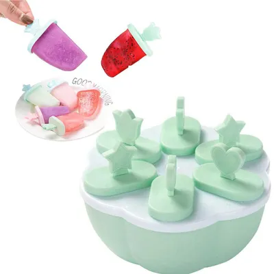 Produktbild von Eis Am Stiel Formen 6 Stück, Wiederverwendbare Cartoon-Sommer-Eisformen Mit Kunststoffstäbchen, Für Selbstgemachtes Natur-Eis