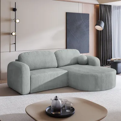 Produktbild von Masseno Ecksofa AMILIA P mit Schlaffunktion L-Form, Sofa mit Bettkasten, Wohnzimmersofa, Couch, Soffa, Bettsofa, Couchgarnitur- Hellgrau, POSO 55