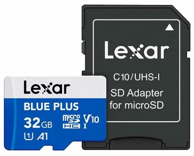 Produktbild von Lexar BLUE PLUS, 32 GB, MicroSDXC, UHS-I, 100 MB/s, Class 1 (U1), V10