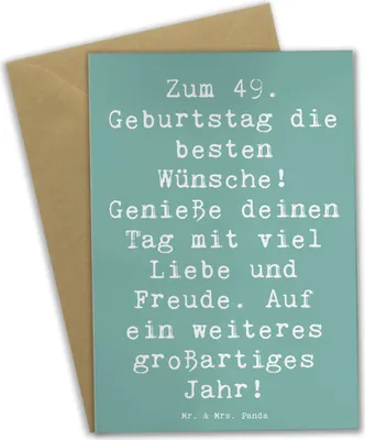 Produktbild von Mr. & Mrs. Panda Grußkarte Spruch 49. Geburtstag Wünsche - Meeresbrise - Geschenk, Party, besondere Anlaesse, Feste feiern, Meilenstein, valentinstagskarte, Grußkarten