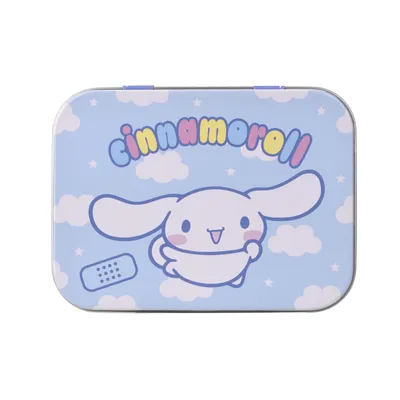 Produktbild von 1x Home-Flair Cinnamoroll Bunt Kinder Pflaster-Box mit 24 bunten Motiv-Pflastern in Metalldose – Hautfreundlich & Wasserabweisend