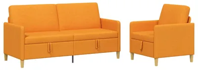 Image de Ensemble de canapés vidaXL avec rangement, 2 pièces, polyester jaune foncé