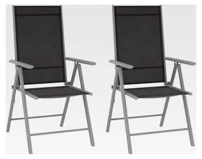 Produktbild von Klappbare Gartenstühle für den Außenbereich, Textilene, Schwarz, 2 Stück
