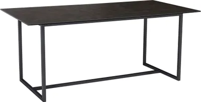 Zdjęcie produktu dla Stół do jadalni 180x90x76 cm szklany ceramiczny stół do jadalni czarny, stół kuchenny duży, szklany stół prostokątny, stół do jadalni z metalowymi nogami | Wohnling
