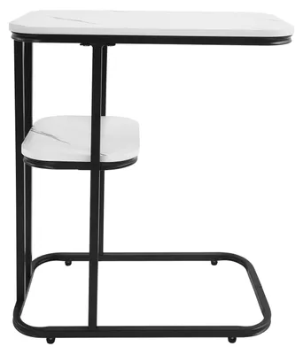 Obrázok produktu pre Príkonzový stolík, tvar C - biely - 50x30x58 cm - MDF a kov