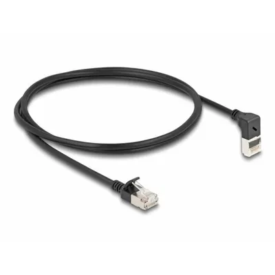 Produktbild von DeLOCK RJ45 Netzwerkkabel Cat.6A S/FTP Slim 90° oben gewinkelt / gerade 1 m schwarz, 1 m, Cat6a, S/FTP (S-STP), RJ-45, RJ-45, Schwarz