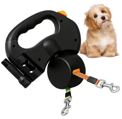 Produktbild von Omgoods – Ausziehbare Hundeleine für 2 Hunde – 3 Meter, Doppel-Leine