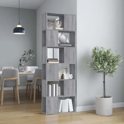 Produktbild von vidaXL Bücherregal/Raumteiler Grau Sonoma 60x24x186 cm - Bücherregal - Bücherregale - Bücherschrank - Raumteiler