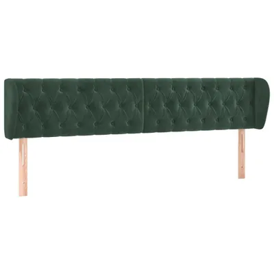 Image de vidaXL Tête de lit avec oreilles vert foncé 203x23x78/88 cm velours