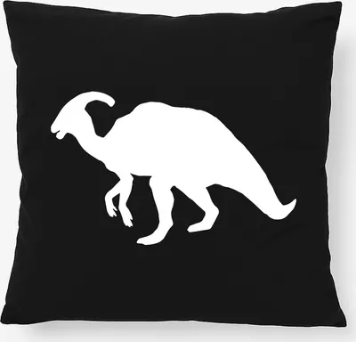 Produktbild von Huuraa Kissen Parasaurolophus Dinosaurier 40x40cm mit Füllung Black Baumwolle Dekokissen Geschenkidee