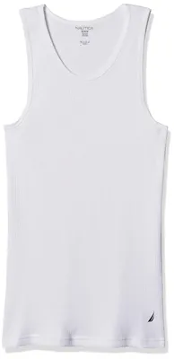 Productafbeelding van Nautica heren, 4-pack, ribgebreide katoenen tanktops, wit/opulent tuin, met