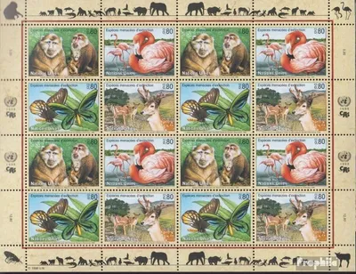 Produktbild von Briefmarken UNO - Genf 1998 Mi 330-333Klb Kleinbogen (kompl.Ausg.) gestempelt Gefährdete Tiere