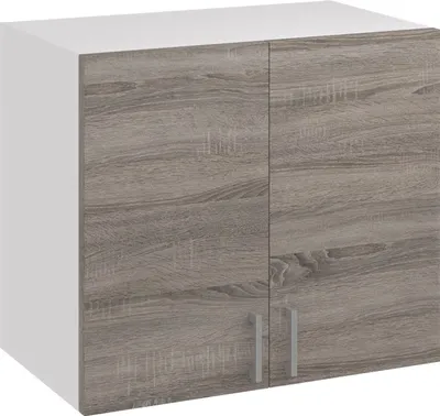 A wall-mounted kitchen cabinet with two doors.