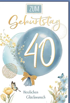 Produktbild von 40. Geburtstag Luftballon herzlichen Glückwunsch Glückwunschkarte mit Umschlag