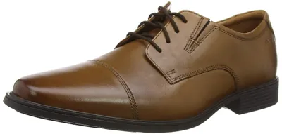 Immagine prodotto di Clarks Tilden Plain, scarpe da uomo in pelle marrone scuro, taglia 8.5
