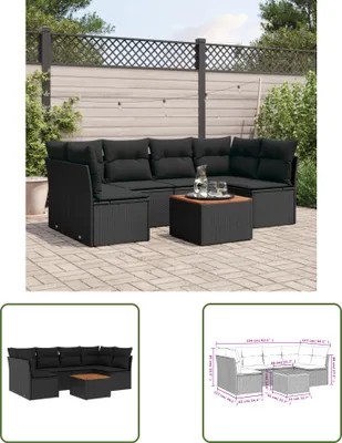 Produktbild von The Living Store 7-tlg. Garten-Sofagarnitur mit Kissen Schwarz Poly Rattan