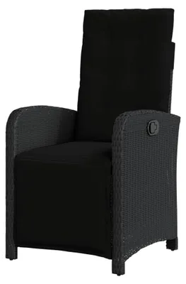 Produktbild von Gartensessel mit Fußteil, verstellbarer Rückenlehne und Fußstütze, Relaxsessel aus Poly Rattan, Schwarz