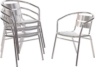 Produktbild von Bolero Bistrostühle mit gerundeter Armlehne Aluminium (4 Stück)