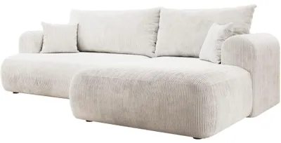 Produktbild von Selsey Ovo Cord – Ecksofa Schlaffunktion, Bettkasten, Cordstoff, rechts, Weiß