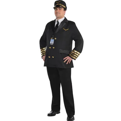 Pilot Kostüm Kapitän Elias für Herren Gr. M-XXL schwarz Uniform Berufe Flugzeugführer Fasching Karneval Mottoparty Paarkostüm