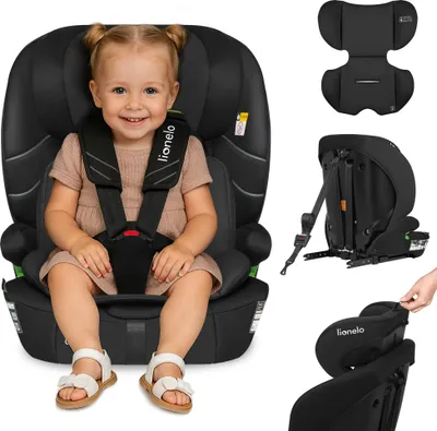 Image de Lionelo Siège-auto Levi Fix i-Size Protection latérale, appui-tête réglable à 10 degrés Noir