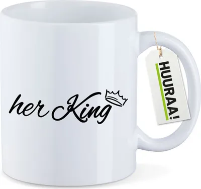 Produktbild von Huuraa Kaffeetasse her King Krone 330ml Weiß Keramik Kaffeebecher Geschenkidee