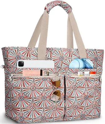 Produktbild von Ibenzoa® XXL Strandtasche Damen – wasserabweisendes Polyester, 52×20×40 cm, Reißverschluss, gepolsterter Schulterriemen & PEVA-Feuchtfach