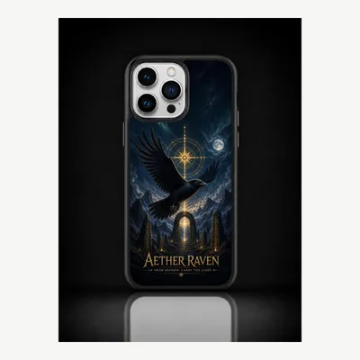 Productafbeelding van iPhone 14 Pro Max hoesje, telefoonhoesje, beschermhoesje, case met ravenmotief – LUNØIR ©