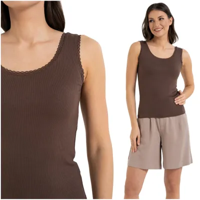 Obrázok produktu pre Top – tielko veľkosti 3XL – dámske tričko, hnedé – blúzka – vesta