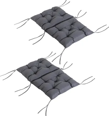 Zdjęcie produktu dla Zestaw 2 poduszek na siedzisko Outsunny, 98 cm x 50 cm x 8 cm, poduszki na krzesło z wiązaniami, zmywalne/ergonomiczne poduszki na siedzisko do domu, ogrodu, sofy, szare