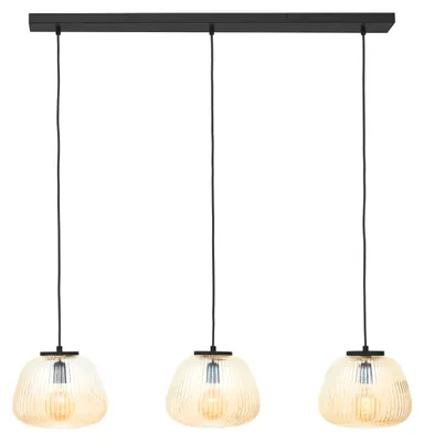 Zdjęcie produktu dla Brilliant Lampe Kaizen lampa wisząca 3-światło bursztynowy/czarny matowy metal/szkło brązowy 3x A60, E27, 40 W