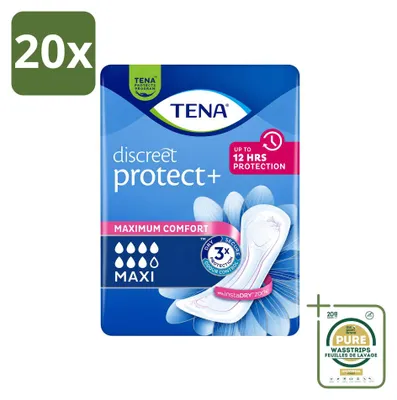 Obrázok produktu pre 20 kusov absorpčných vložiek TENA Discreet Maxi pre inkontinenciu – balenie s veľkou zásobou – 20 kusov