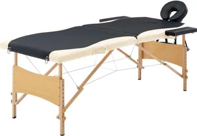 Image de Maison Exclusive - Table de massage pliable 2 zones avec structure en bois noir et beige