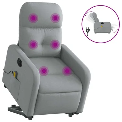 Immagine prodotto di Poltrona Alzapersona Massaggi Elettrica Grigio Chiaro Tessuto