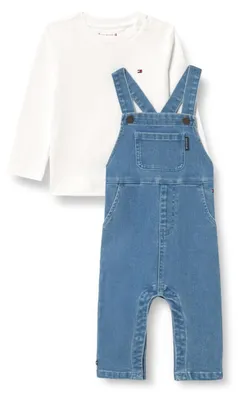 Produktbild von Tommy Hilfiger Baby Set Denim Jeans-Latzhose und Shirt, Blau (Denim Medium 01), 74