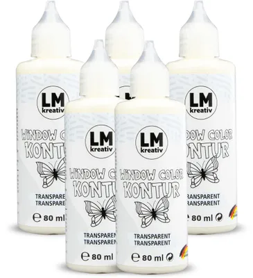 Produktbild von LM-Kreativ Window Color Konturenfarbe Transparent – abziehbare Fensterfarbe auf Wasserbasis für Glas, Spiegel und Fliesen