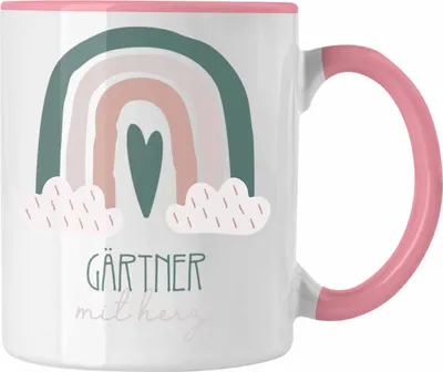 Produktbild von Trendation - Gärtner Tasse Geschenk Danke Kaffeetassse Geschenkidee für Gärtner mit Herz Spruch (Rosa)