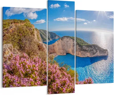 Produktbild von Bild auf Leinwand - Leinwandbild - Meer Sommer Blume - 95x80cm - Wand Bild - Wanddeko - Wandbilder - Leinwanddruck - Bilder - Kunstdruck - Wanddekoration - Leinwand bilder - Wandkunst - CB95x80-3741