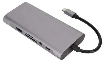 Image de Station d'accueil pour ordinateur portable avec hub de type C 11-en-1 : prise en charge HD, VGA et 4K, débit de 5 Gbps, recharge PD 87 W, port RJ45 100 Mbps et USB 3.0