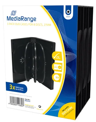 Produktbild von MediaRange BOX35-8, Schmuckschatulle, 8 Disks, Schwarz, Kunststoff, 120 mm, Staubresistent, Kratzresistent