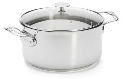 Schmortopf mit Deckel, 6 Liter, Edelstahl, rund, silber