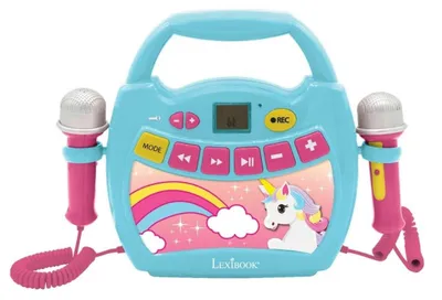 Obrázek produktu pro Karaoke hudební přehrávač pro děti - 2 mikrofony - Bluetooth - Růžová a modrá