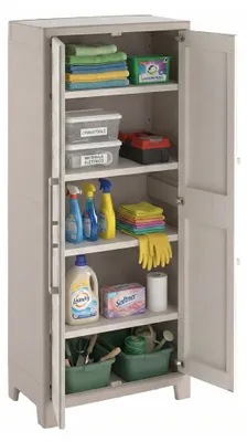 Produktbild von Dmora Outdoor-Schrank Grimsby 80x44x182h cm Braun-Sand, 4 Regalböden, Wasserfest