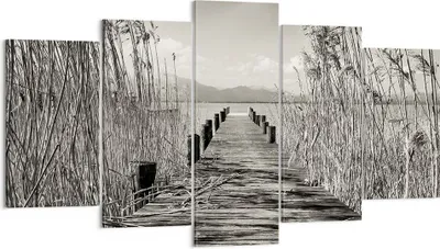 Produktbild von Bild auf Leinwand - Leinwandbild - 5 Teile - Brücke Pier Sepia - 160x85cm - Wand Bild - Wanddeko - Wandbilder - Leinwanddruck - Bilder - Wanddekoration - Leinwand bilder - Wandbild - EA160x85-4928