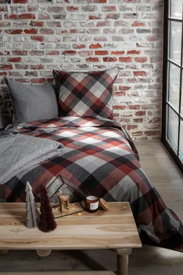 Produktbild von Fleuresse Aspen Biber Bettwäsche 135x200 Karo Streifen braun rost grau 434478-3